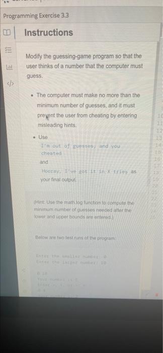 Programming Exercise 3.3 Instructions E Modify The | Chegg.com