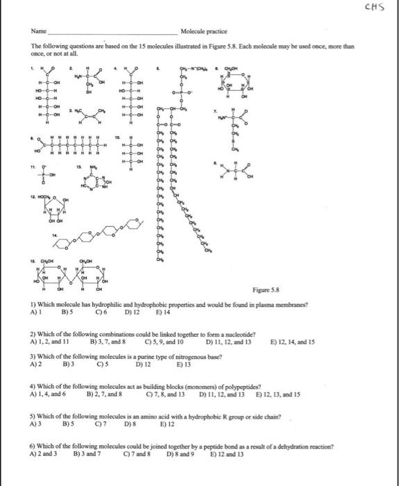 Solved CHS Name Molecule practice The following questions | Chegg.com