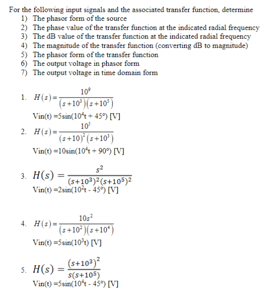 Answer all questions For the following input signals | Chegg.com
