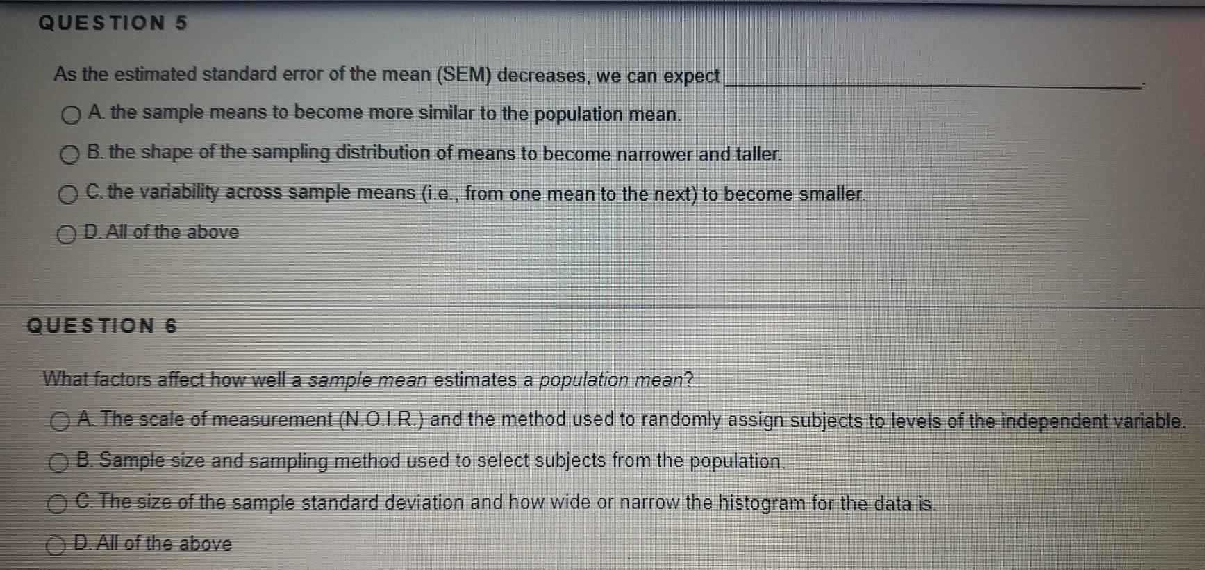 Solved QUESTION 5 As the estimated standard error of the | Chegg.com