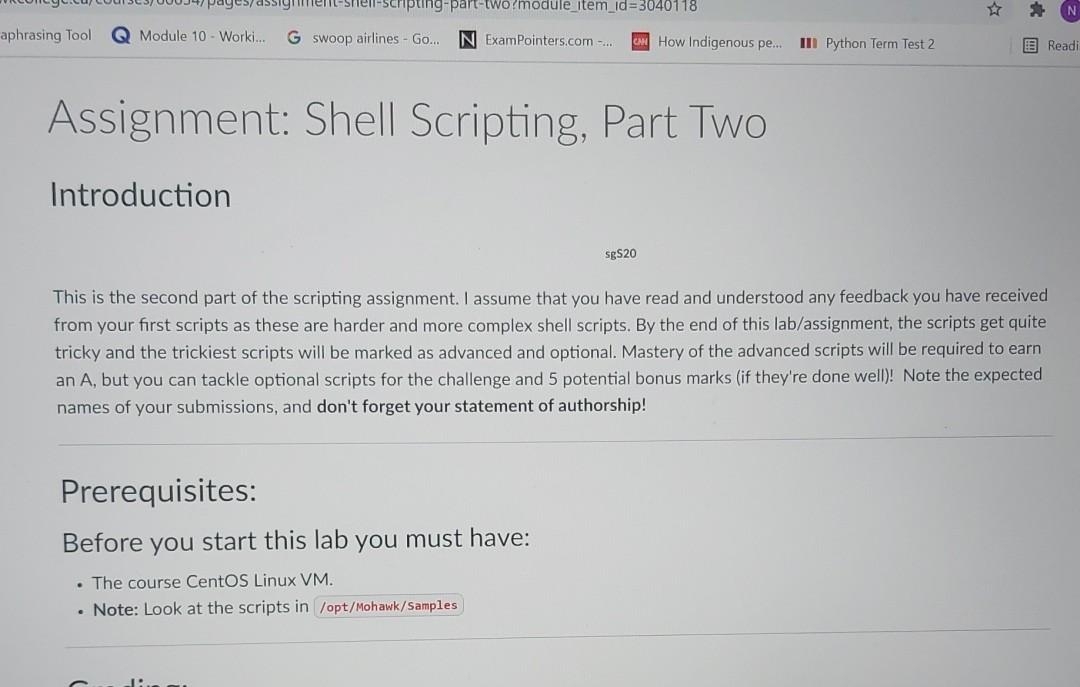 Shell Scripting Part-two?module_item_id=3040118 N | Chegg.com