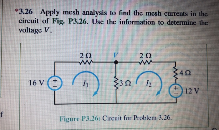 Solved **3.26 Apply Mesh Analysis To Find The Mesh Currents | Chegg.com