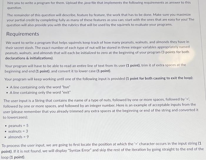 Solved hire you to write a program for them. Upload the java | Chegg.com