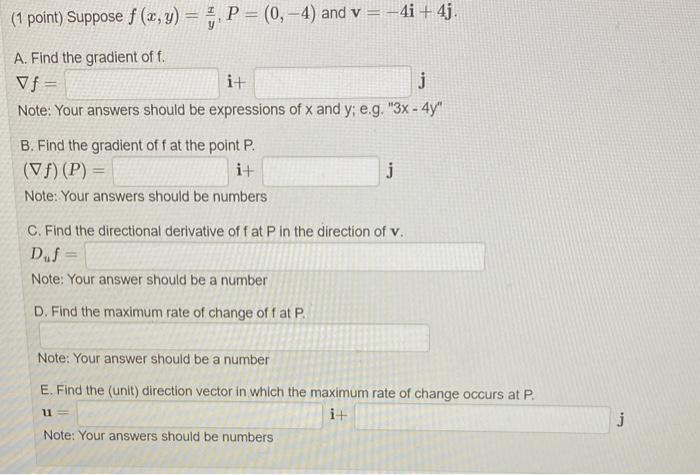 [solved] 1 Point Suppose F X Y Yx P 0 4 And V 4i 4j