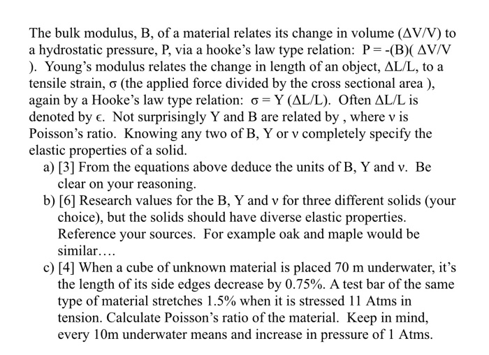 Answered: The bulk modulus for a material with…