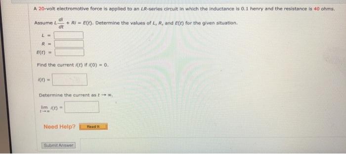 Solved A Volt Electromotive Force Is Applled To An Chegg Com