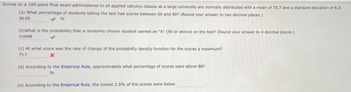 Solved Scores on a 100-point final exam administered to all | Chegg.com