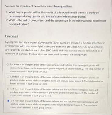 Solved Consider the experiment below to answer these | Chegg.com