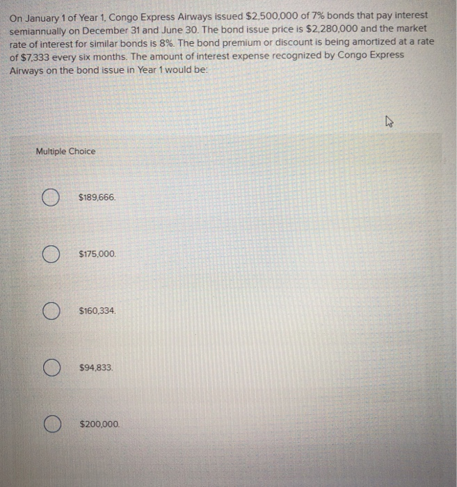 Solved On January 1 of Year 1. Congo Express Airways issued