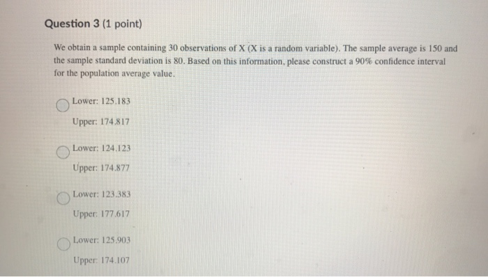 Solved Question 1 (1 point) When the population standard | Chegg.com