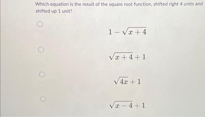 Solved Which equation is the result of the square root | Chegg.com