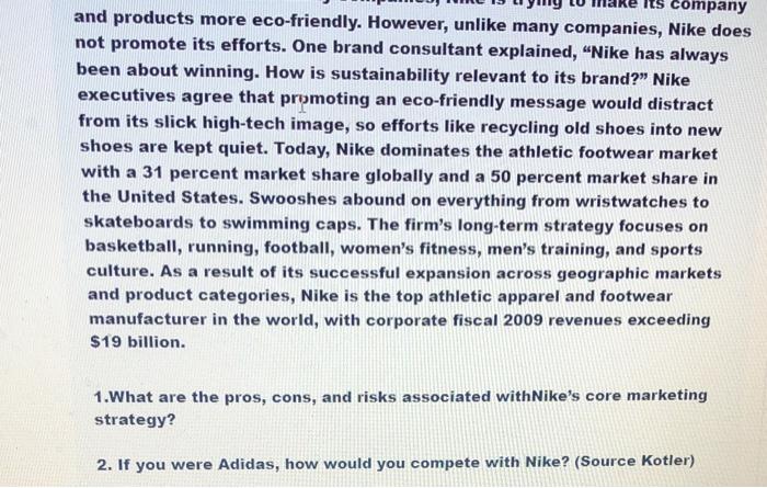 If you were adidas how clearance would you compete with nike