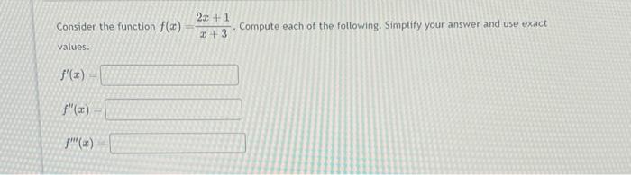 Solved Consider the function f(x)=x+32x+1. Compute each of | Chegg.com