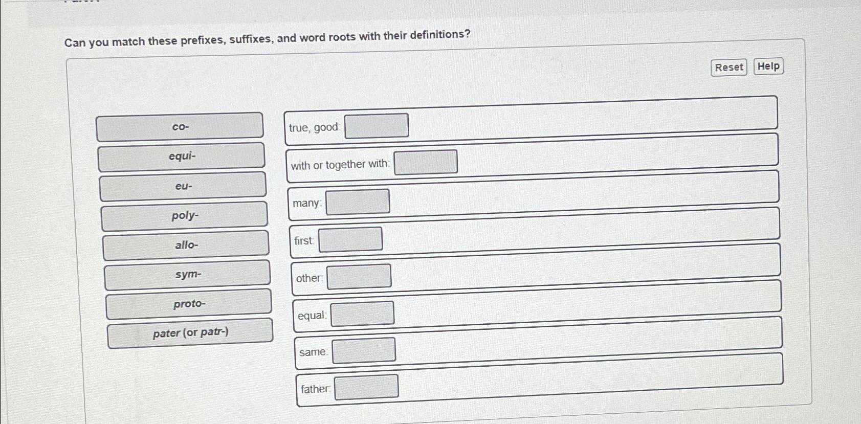 Solved Can You Match These Prefixes, Suffixes, And Word | Chegg.com