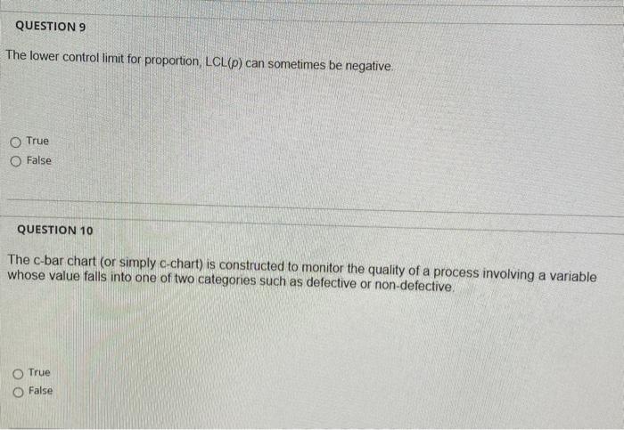Solved QUESTION 9 The lower control limit for proportion, | Chegg.com