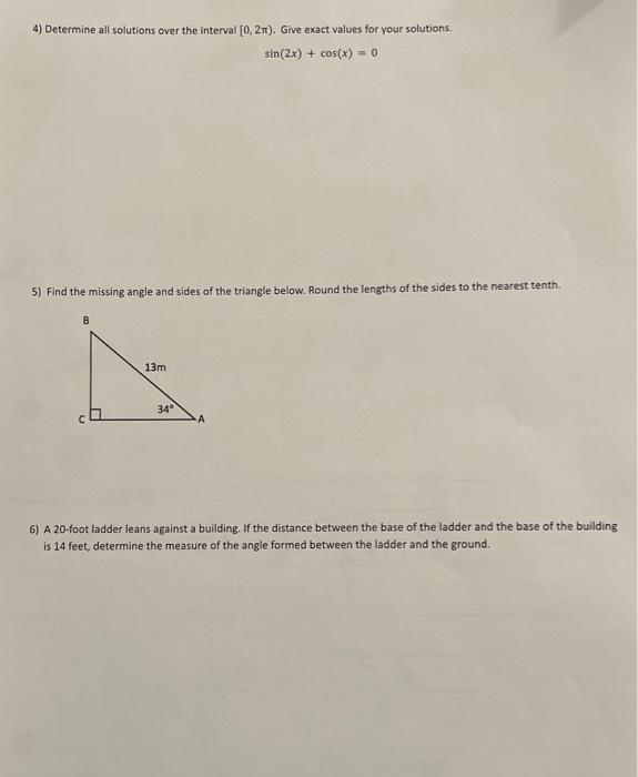 Solved 1) Determine all solutions to the following equation. | Chegg.com