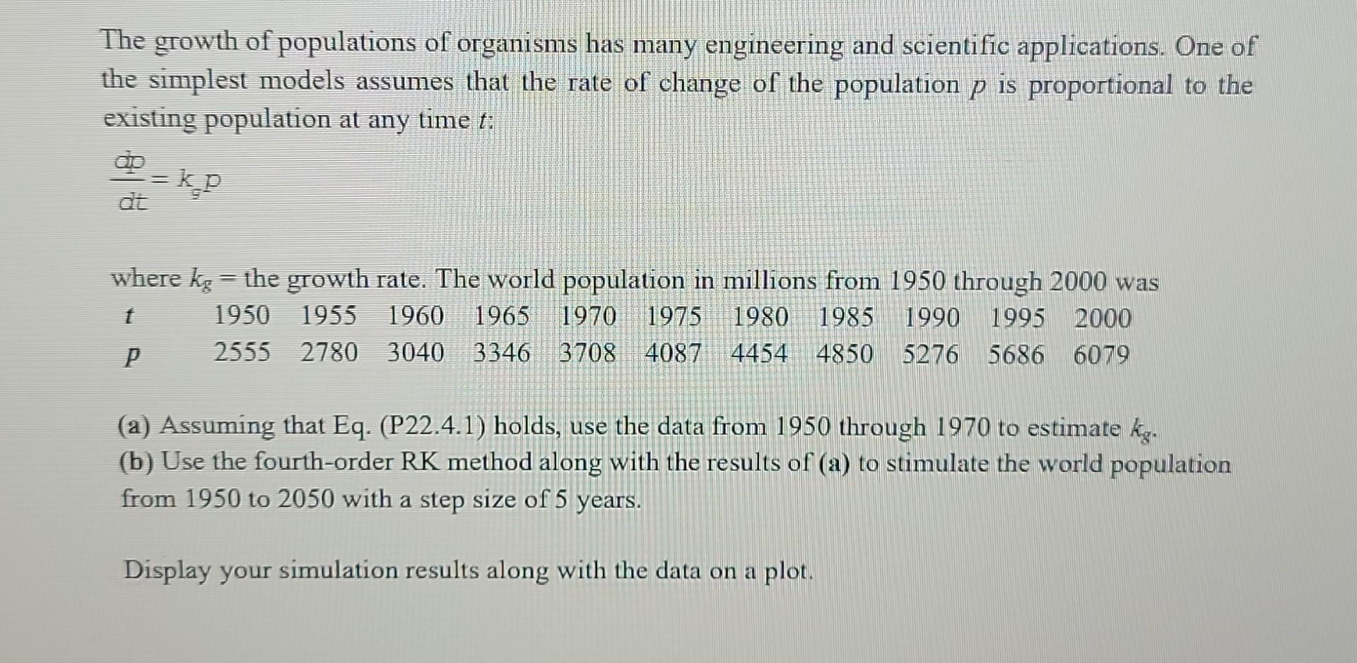 Solved The growth of populations of organisms has many | Chegg.com
