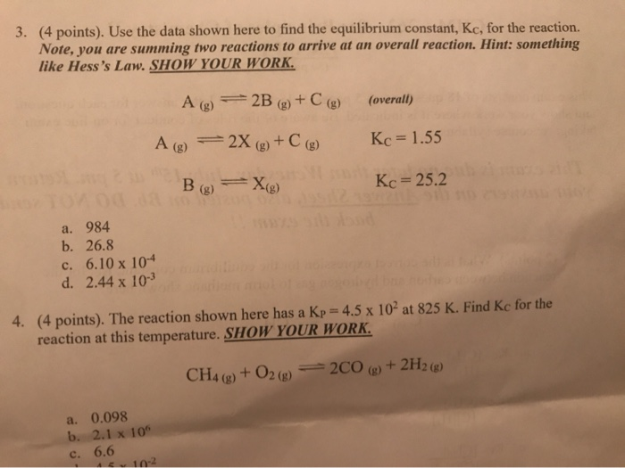 Solved 3 4 Points Use The Data Shown Here To Find The Chegg Com