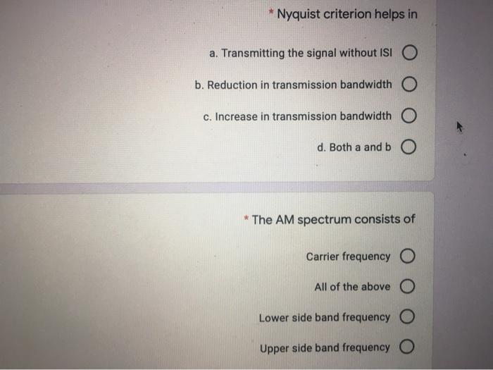 Solved Narrow band FM has the characteristics b. Bandwidth