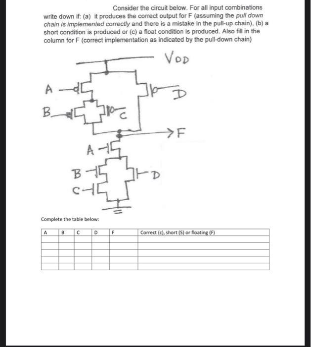 Solved Consider the circuit below. For all input | Chegg.com