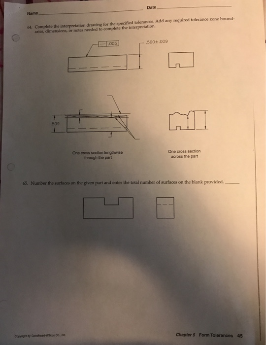 Solved Date Name 64. Complete the interpretation drawing for | Chegg.com