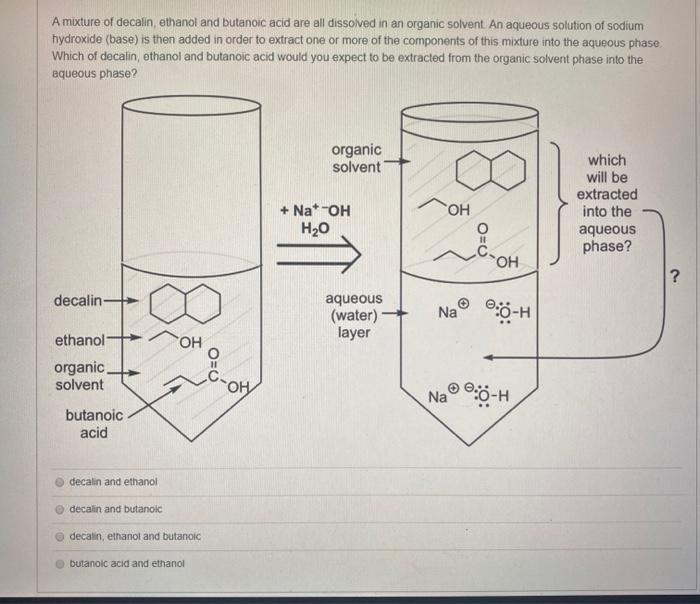 Solved A mixture of decalin, ethanol and butanoic acid are | Chegg.com