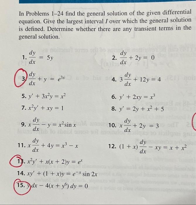 Solved In Problems 1 24 Find The General Solution Of The 8746