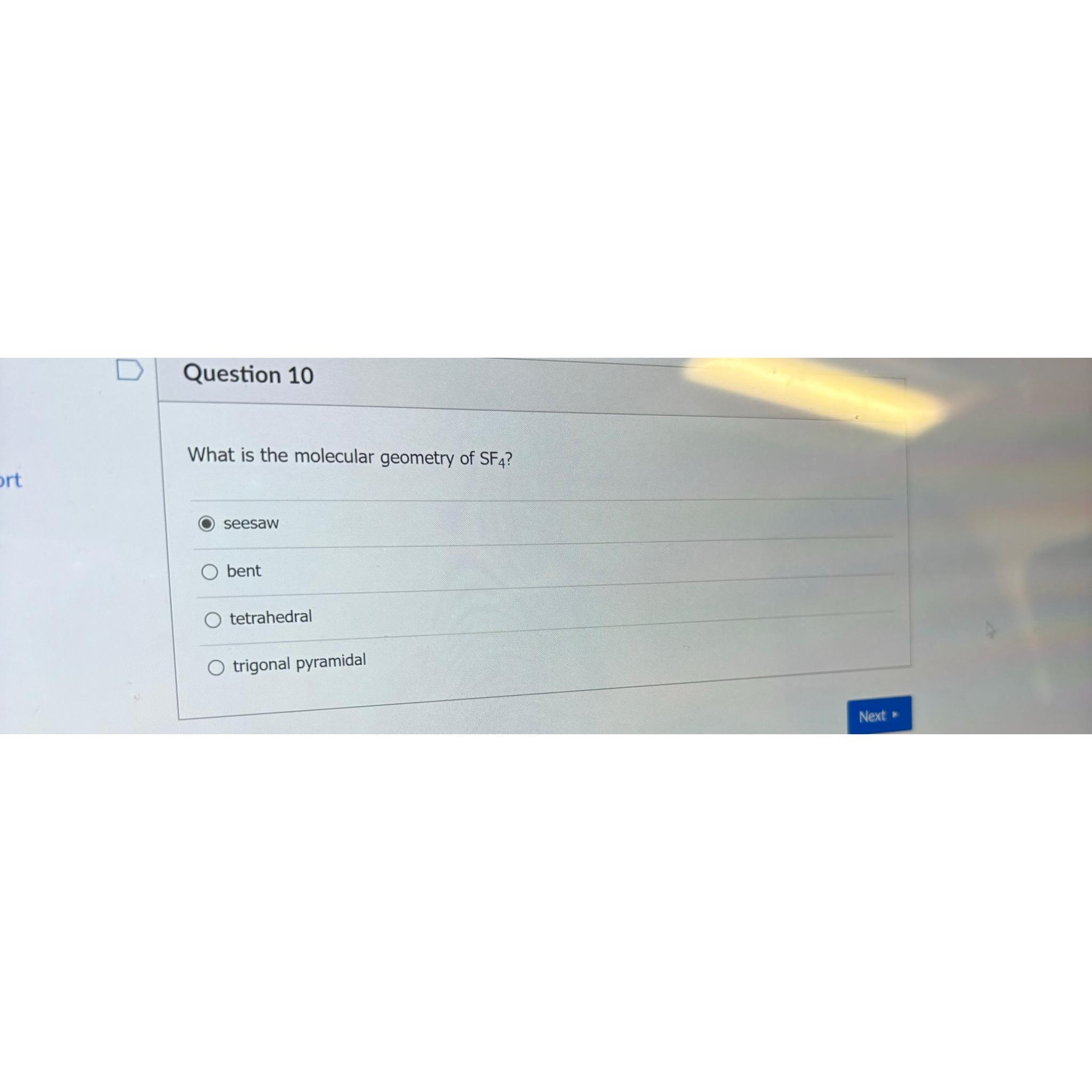 Solved What is the molecular geometry of SF4 | Chegg.com