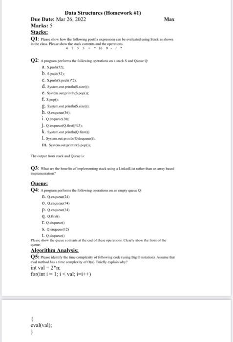 Solved Data Structures (Homework #1) Due Date: Mar 26, 2022 | Chegg.com