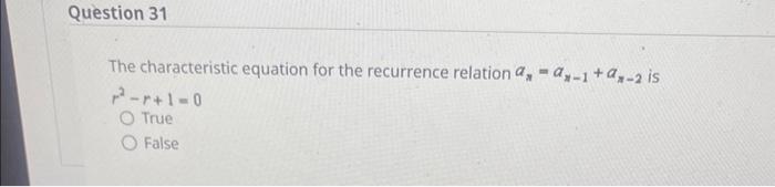 Solved The characteristic equation for the recurrence | Chegg.com