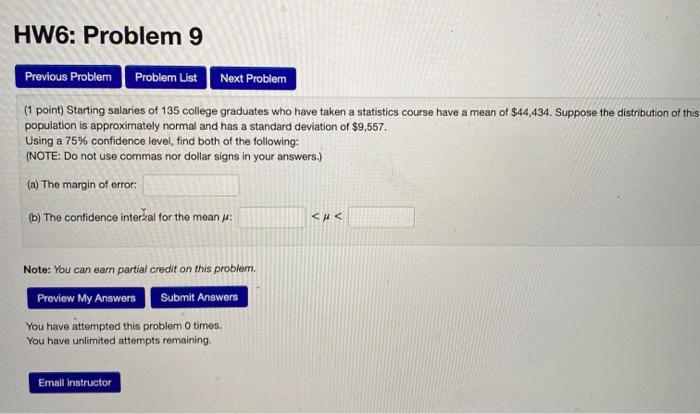 Solved HW6: Problem 9 Previous Problem Problem List Next | Chegg.com