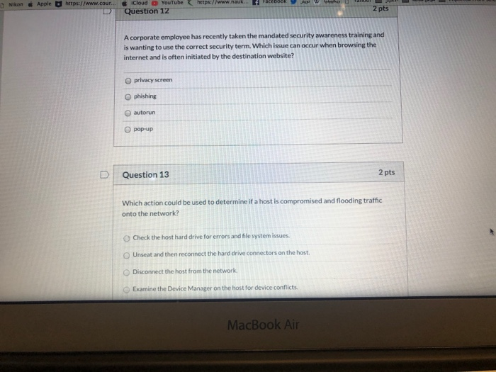 Solved D Question 1 2 pts When configuring Windows security, | Chegg.com