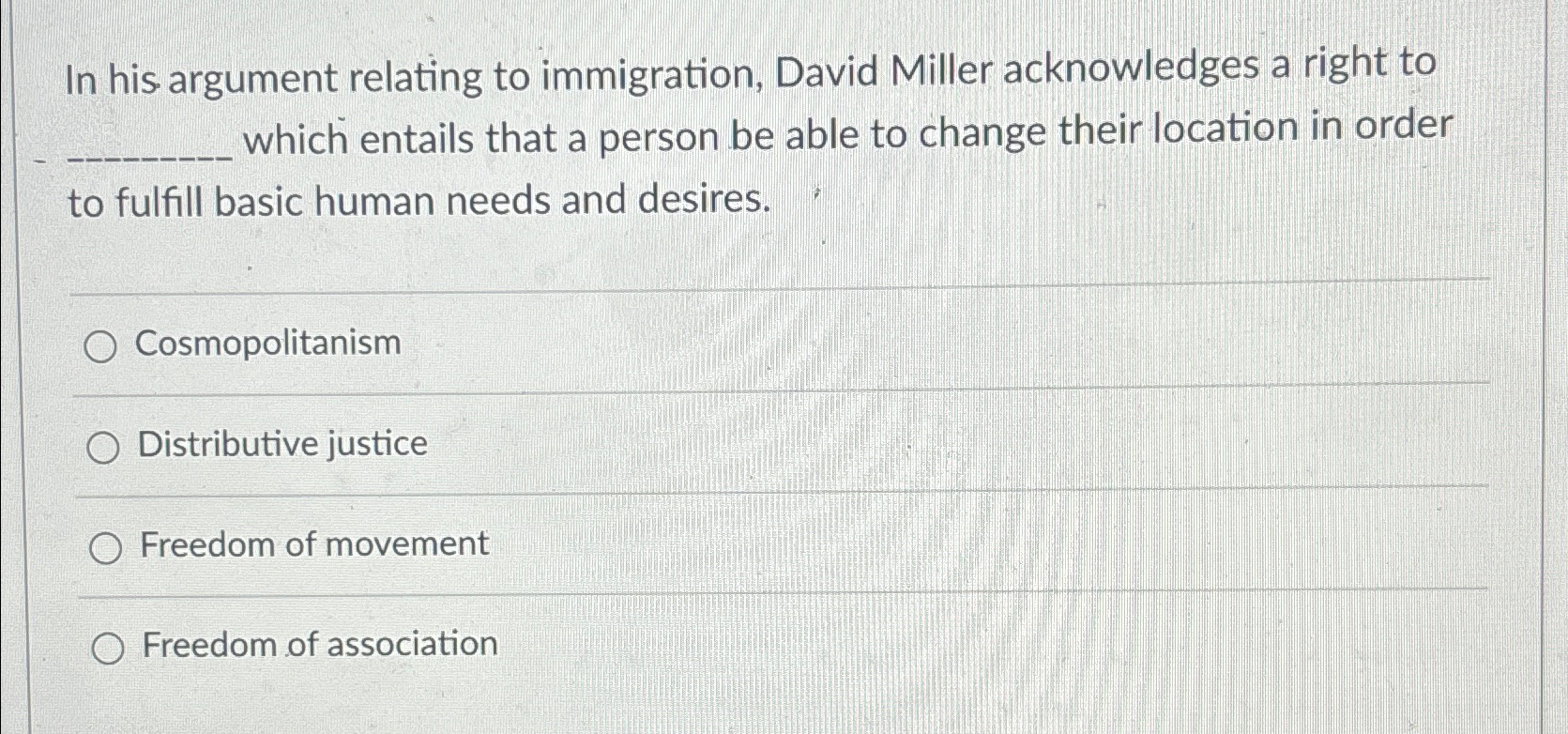 Solved In his argument relating to immigration, David Miller | Chegg.com