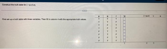 Solved Construct a truth table for the given statement form. | Chegg.com