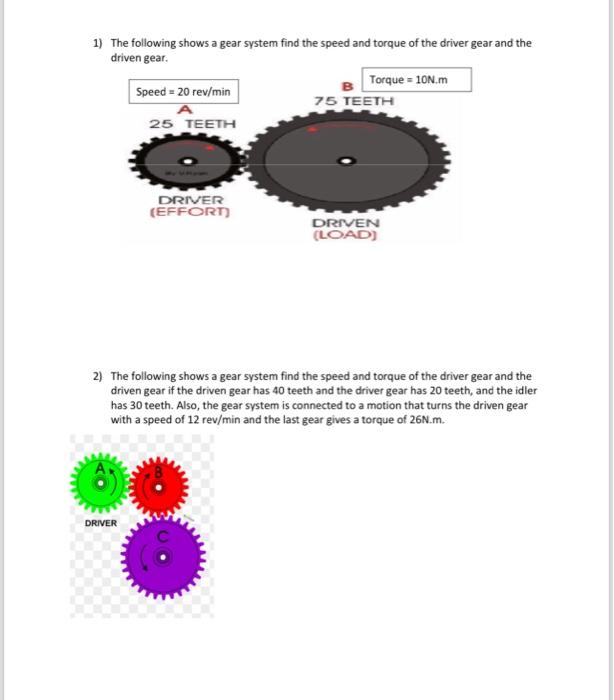Solved 15) A gear with 12 tooth drives another gear with 24 | Chegg.com