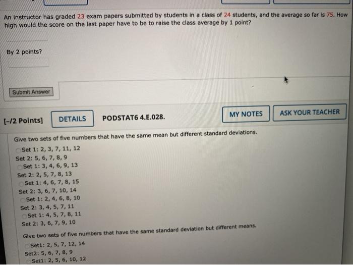 Solved: An Instructor Has Graded 23 Exam Papers Submitted ... | Chegg.com