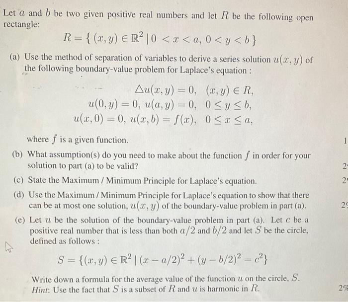 Solved Let A And B Be Two Given Positive Real Numbers And | Chegg.com