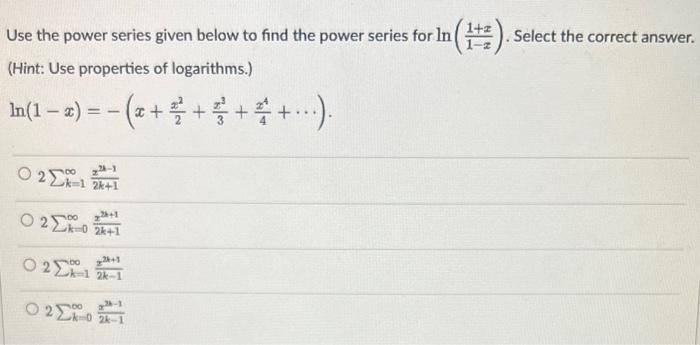 Solved Use The Power Series Given Below To Find The Power | Chegg.com