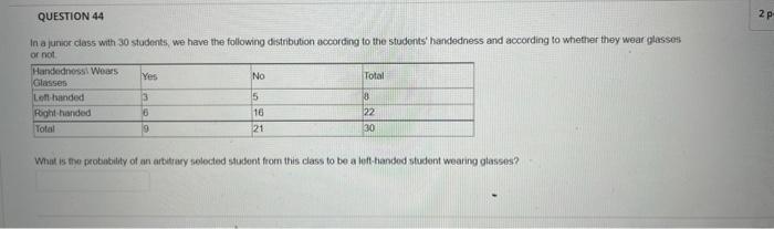 Solved In a junior class with 30 students, we have the | Chegg.com