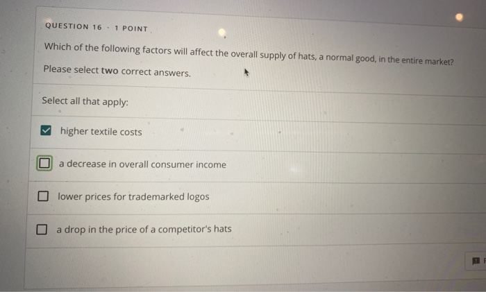 Solved QUESTION 16 - 1 POINT Which of the following factors | Chegg.com