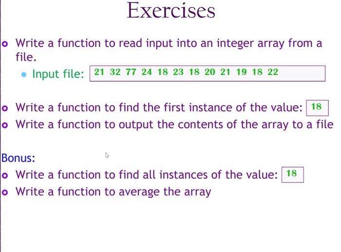 Solved Exercises o Write a function to read input into an | Chegg.com
