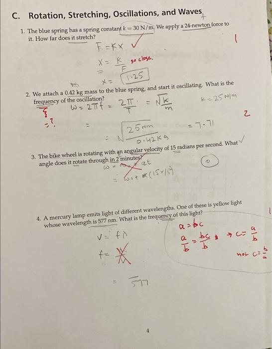 Solved a C. Rotation, Stretching, Oscillations, and Waves 1. | Chegg.com