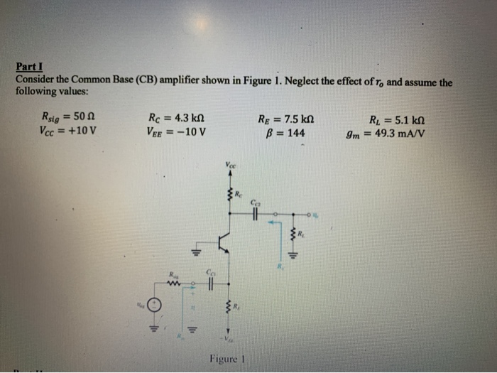 Solved Part I Consider the Common Base (CB) amplifier shown | Chegg.com