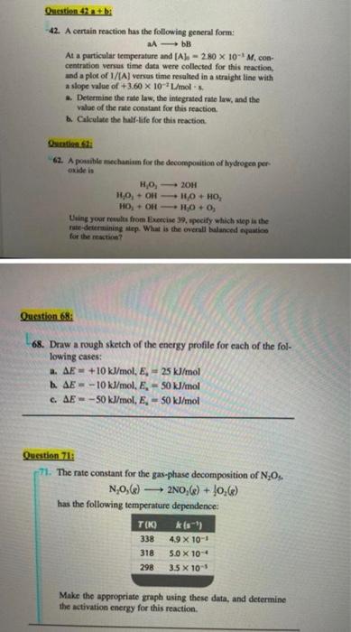 Solved Question 4+ B 42. A Certain Reaction Has The | Chegg.com