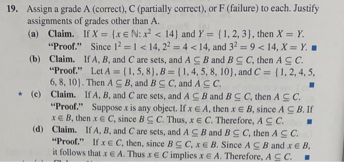 Solved 19. Assign a grade A (correct), C (partially | Chegg.com