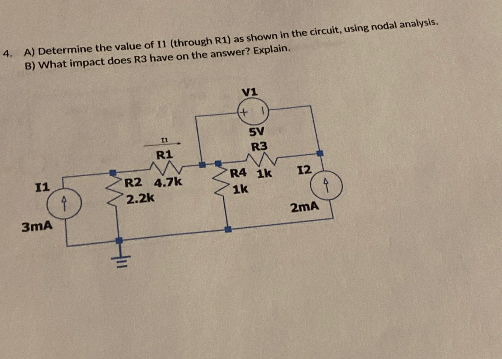 Solved A) ﻿Determine the value of II (through R1) ﻿as shown | Chegg.com