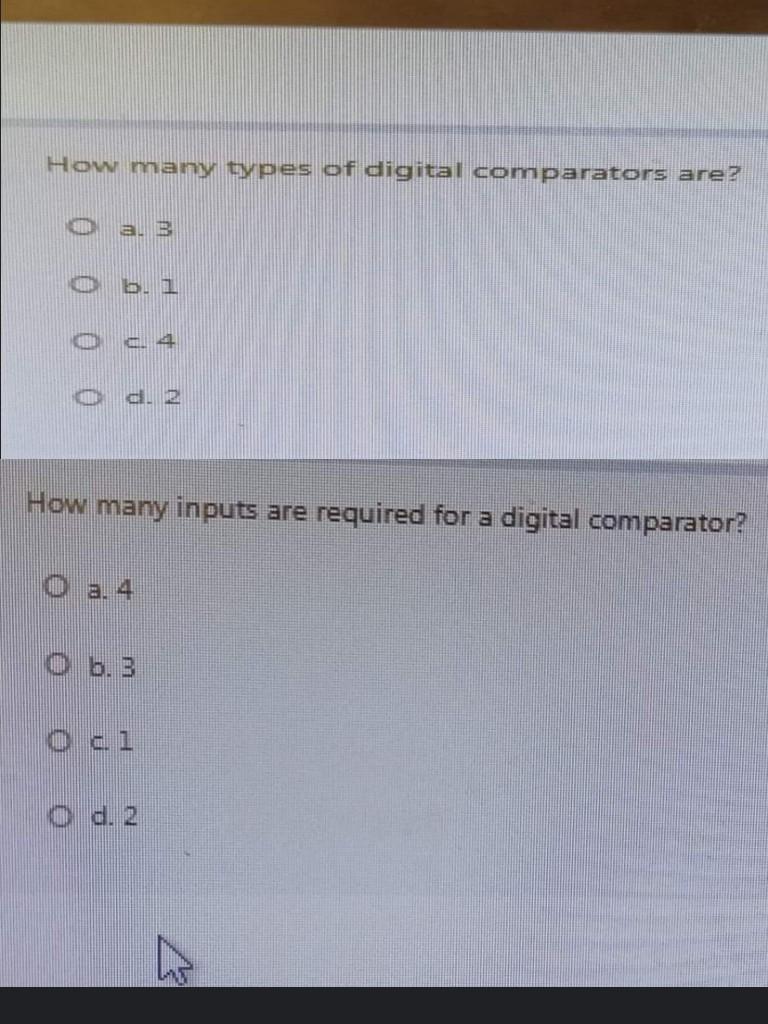 Solved How many types of digital comparators are? a. B O b.