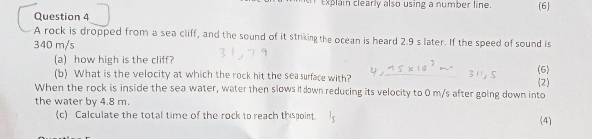 Solved Question 4 A Rock Is Dropped From A Sea Cliff And Chegg Solved Question 4 A Rock Is Dropped From A Sea Cliff And Chegg