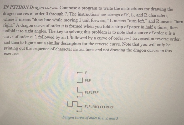 Solved IN PYTHON Dragon curves. Compose a program to write | Chegg.com