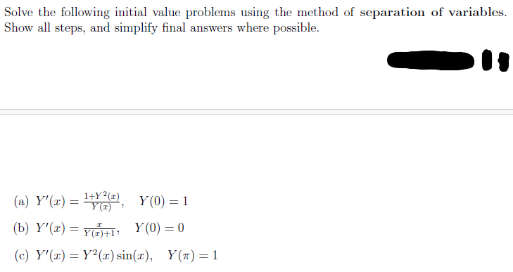 Solved Solve the following initial value problems using the | Chegg.com